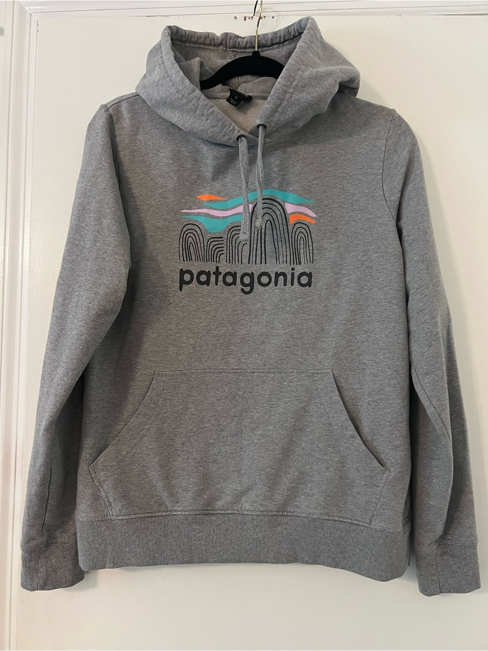 Patagonia Fitz Roy Boulders Hoodie Graphic Gray Midweight Sweatshirt size M (Y10